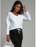 Set pantaloni cargo si bluza dama, alb si negru FK607 - Magazin online - Boutique